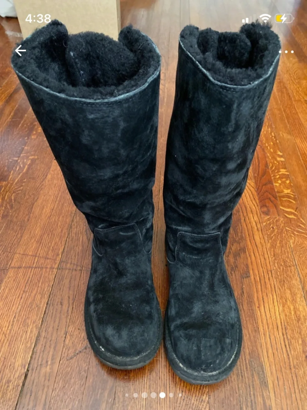 UGG Australia Womens Roseberry Winter Boots Size 8 Black Leather Sheepskin